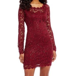 Sequin Hearts maroon short formal dress